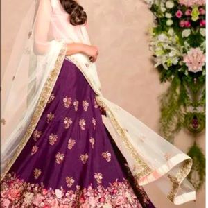 Lehenga with purple & violet thread work